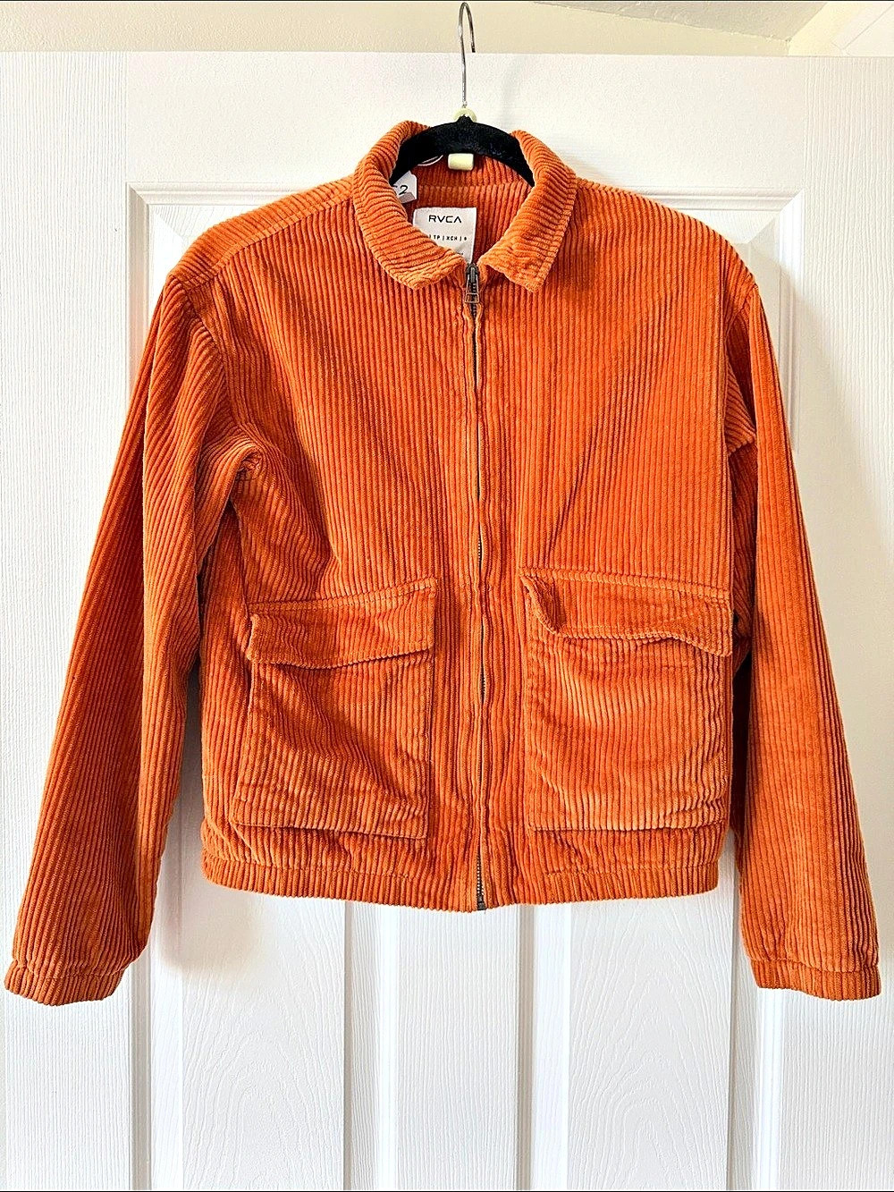 RVCA Corduroy Sherpa Jacket Orange & Cream XS